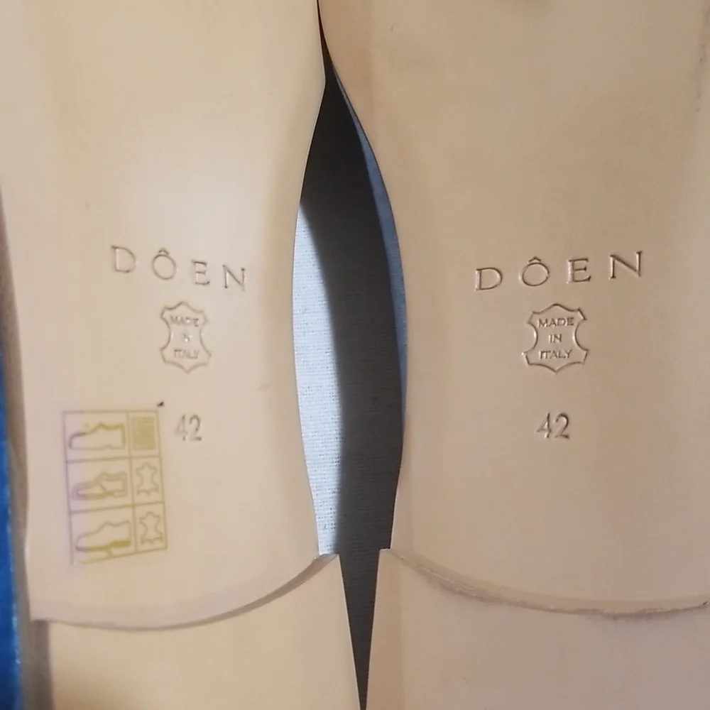 💕DOEN💕 Ballerina Slipper ~ Cerulean Blue Velvet Leather Flats EU 42 US 11 NWT - Picture 15 of 16